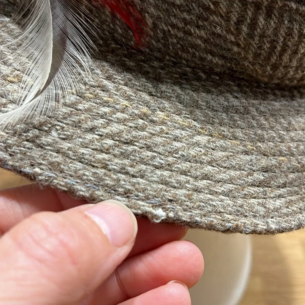 Vintage Hampshire Club Brown Tweed Fedora Hat 100% British Wool Men’s 7 7 1/8